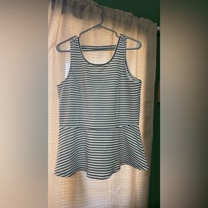 Maurice’s Black & White Striped Peplum Tank Top Large
